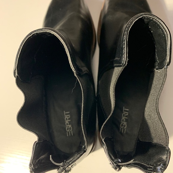 Black Leather Women's ESPRITE Ankle Boots Size 10 - Picture 6 of 9